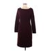 Anne Klein Casual Dress - Sweater Dress: Burgundy Solid Dresses - Women's Size 6