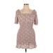 Lily Rose Casual Dress - Mini: Burgundy Floral Motif Dresses - Women's Size X-Large