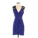 Bar III Casual Dress - Wrap: Blue Dresses - Women's Size Small
