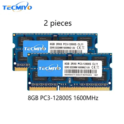 High Quality Tecmiyo Laptop Memory Ram 16GB ( 2X 8GB ) DDR3 1600MHz PC3-12800S 2RX8 SODIMM 1.5V