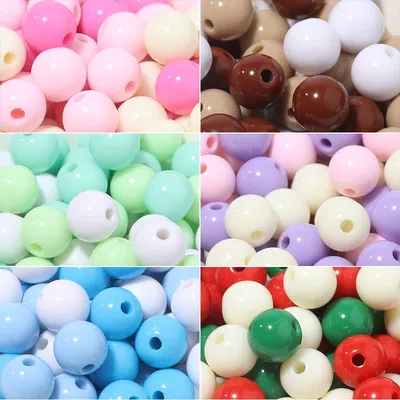 50-100pcs/Lot Mixed Acrylic Round Beads Macaron Color Loose Bead for Jewelry Making Handmade Materials DIY Bracelet Necklace