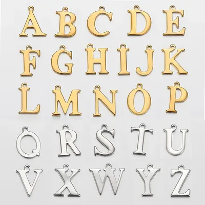 20pcs Stainless Steel Gold Letter Charm Initial Charms Alphabet Beads Pendants Assorted for Bracelet Necklace Jewelry Making DIY