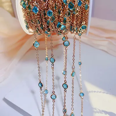 1meter/lot Colorful Crystal Beads Chain Glass Bead Necklace Chain for Jewelry Making Crafts DIY Anklets Bracelets Accessories