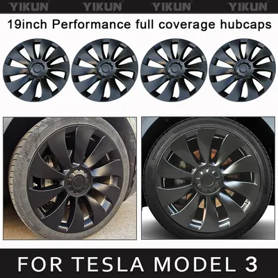 4PCS HubCap for Tesla Model 3 19 Inch Wheel Cap Performance Replacement Automobile Full Rim Cover