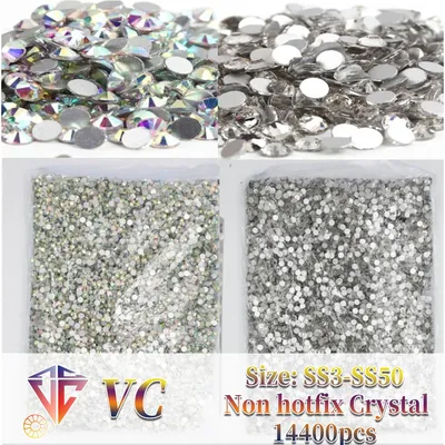 Wholesale Crystal AB Color ss3-ss50 Non HotFix Rhinestones FlatBack Nail Art Rhinestones Decorations