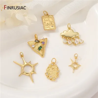14K Gold Plated Brass Zircon Cloud/Sun Charms For Women Pendant Jewelry Making Supplies DIY Necklace Bracelet Accessories