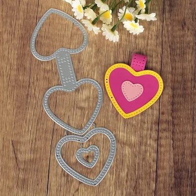 Love Tag Square Bow Tie Finger Heart Cutting Dies Scrapbook DIY Craft Die Cut Paper Cards Making