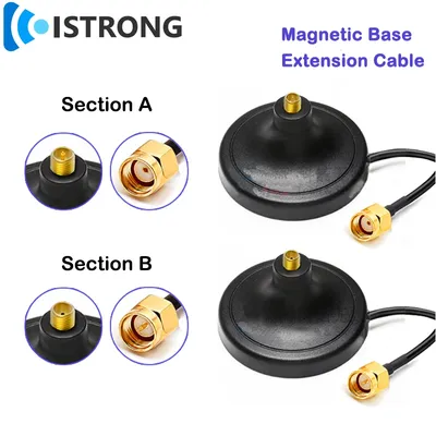 WiFi Router Antenna Magnetic Base With 3meters Extension Cable Signal Booster Amplifier for 5G 4G 3G