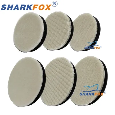 Sharkfox 3/5 Inch Japan Wool Polish Pad For DA RO Car Polisher Polishing Tray 80mm125mm Cutting Pad