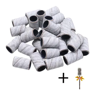 White 80 120 180 240 Grit Cutter Zebra Sanding Bands Nail Drill Bits Foot Care Polishing Manicure Gel Polish Remover Replacement
