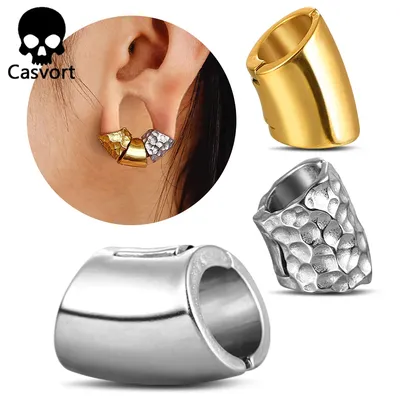 Casvort 2PCS Hot 00g Hammered Lobed Cuff Ear Gauges Plugs Ear Tunnels Stretcher Earring Clip on