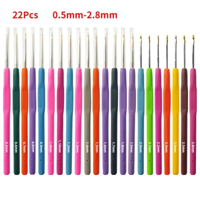 11/22Pcs Lace Crochet Needle Knitting Needles Soft Handle Crochet Hooks Fine Crochet Yarn Sweater Weave Sewing DIY Craft Tools