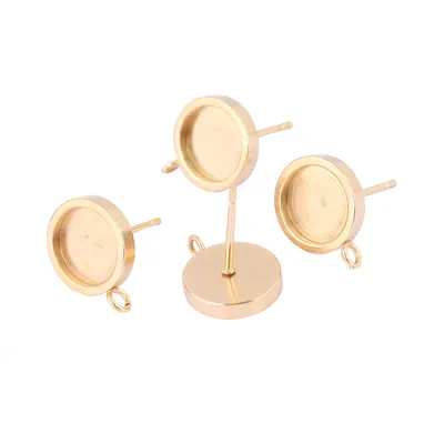 20pcs Fit 6mm 8mm Cabochon Earring Base Blanks Studs Diy Post Ear Connector Bezel Setting Findings