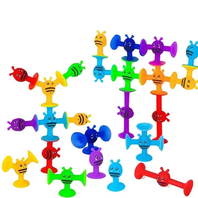 Bees Suction Cup Toy, Soft Building Blocks Pop Sucker,Small Throw Darts Set,Parent-child Interactive