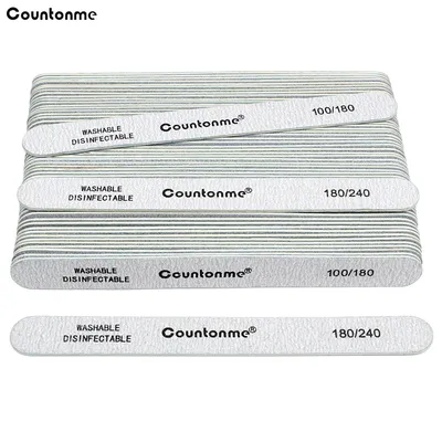 50Pcs Wood Nail Files 100/180 Straight Wooden Sandpaper Sanding Buffer 180/240 Manicure Washable