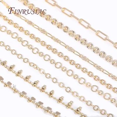 Wholesale Bulk Cable Chains For Jewelry Making,14K Gold Plated Metal High Quality Spool Chains DIY Necklace Bracelet Accessories