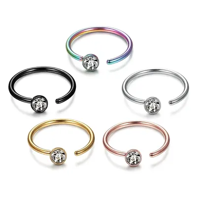Drperfect 1pc 20G Stainless Steel Nose Rings for woman Hoop Nose Ring Earring CZ Body Ear Piercing