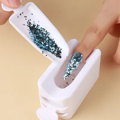 Nail Tool Double Layer Nail Glitter Powder Recycling Box Dust Collector Sequin Rhinestone Container