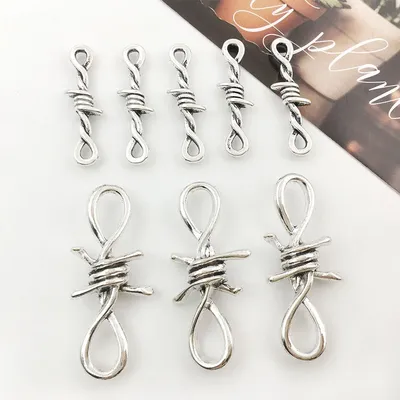 10/20pcs Antique Silvery Thorns Link Bramble Creative Charms Connector Gothic Style Pendants For Jewelry Making DIY Handmade