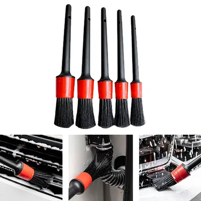 5PCS Car Brushes Car Detailing Brush Set Long Soft Bristle For Car Cleaning Detailing Brush Dashboard Air Outlet Wheel Brush