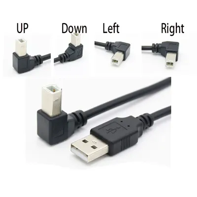 Type A Male to Type B Male 90 degree Up & Down & Left & Right Angled USB 2.0 Printer Scanner Cable