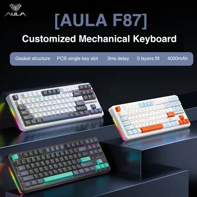 AULA F87 Pro Mechanical Keyboard 3 Mode 2.4G/USB/Bluetooth Tri Mode Wireless Gaming Keyboard 87 Key