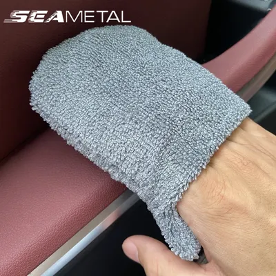 SEAMETAL 5pcs Soft Microfiber Car Wax Applicator Mitts Polishing Sponge Wax Foam Applicator Pad for