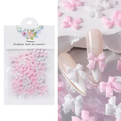 50pcs Ribbon Bow Nail Charms Accessories Colorful Butterfly Tie Manicure Parts DIY Jewelry Making