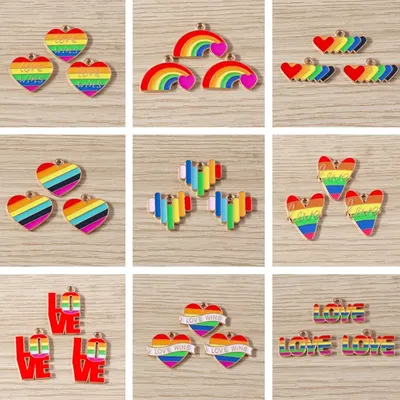 10pcs New Colorful Enamel Love Heart Charms Pendants for Jewelry Making Women Fashion Drop Earrings Necklaces DIY Craft Supplies