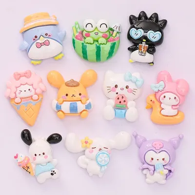 10Pcs New Cute Resin Cartoon Dog Rabbit Penguin Flat Back Parts Embellishments For Hair Bows