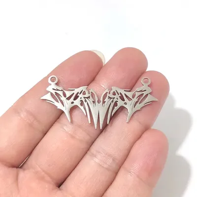 WZNB 3Pcs Stainless Steel Bat Charms Animal Double Hole Pendants For DIY Jewelry Making Earrings Necklaces Accessories Wholesale