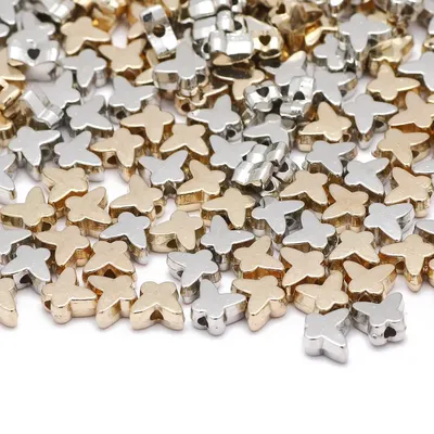 100Pcs 6x6mm Gold Color Silver Color Butterfly Beads Acrylic CCB Loose Spacer Beads For DIY Jewelry Making Bracelet Findings
