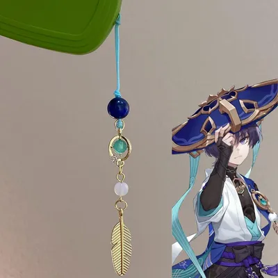 Game Genshin Impact Phone Chain Balladeer Wanderer Cosplay Scaramouche Kunikuzushi Pendant Keyring Bag Keychain Jewelry Gift