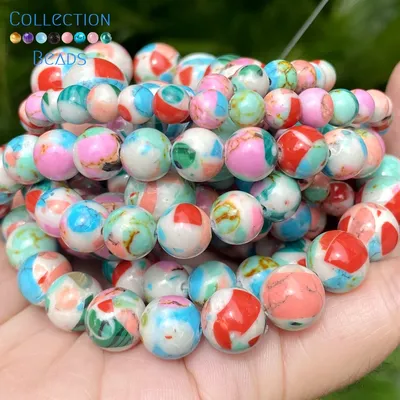 Natural Stone Beads 6 8 10 12mm Colorful Turquoises Round Spacer Beads For Jewelry Making DIY Handmade Bracelet Necklace 15''