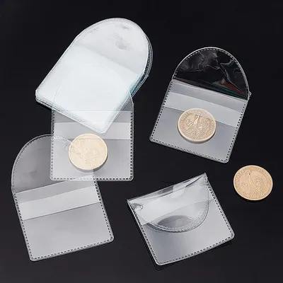 20PCS/Lot Single Pocket Coin Sleeves Collector Individual Clear Plastic Sleeves Holder Small Coin