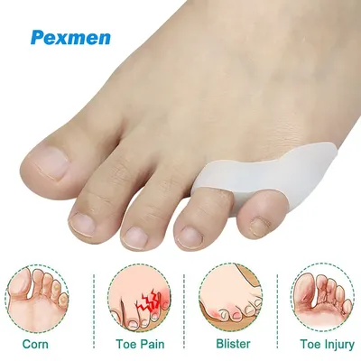 Pexmen 2/4Pcs Gel Pinky Toe Separator Little Toe Corrector Protector Reduce Foot Pain Relief for Callus Corns and Blisters