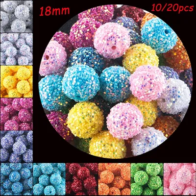 18/20MM Acrylic Round Bead Mermaid Tears Sequins Bead Sequins Pasting Process For Jewelry Making Bracelets DIY Accessories