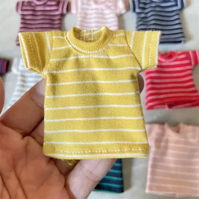 1PCS 1/6 Blyth Clothes,Pure Cotton Stripe T-shirt for barbies azone ob24 pullip blyth 1/6 doll
