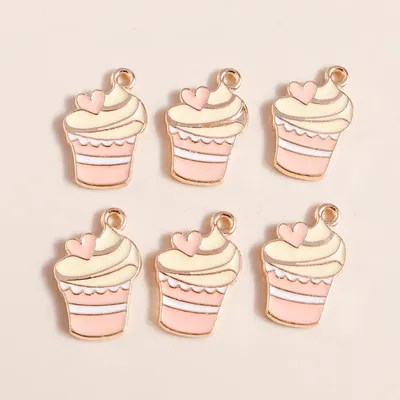 10pcs Cute Food Charms Enamel Cup Cake Ice Cream Charms Pendants for Necklaces Earrings Handmade DIY Jewelry Making Accessories