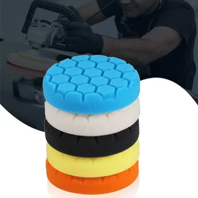 5 Pcs 3/4/5/6/7 Inch Compound Buffing Polishing Pads Cutting Sponge Pads Kit for Car Buffer Polisher