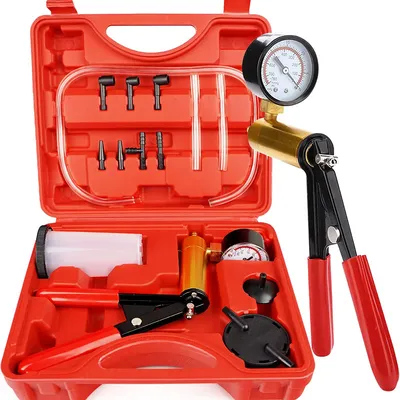 2 in 1 Brake Bleeder Kit Hand held Vacuum Pump Test Set for Automotive with Protected Case,One-Man