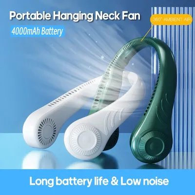 Hanging Neck Fan Portable Cooler Fan USB Leafless 4000Mah Rechargeable mini fan 360 Degree Neckband