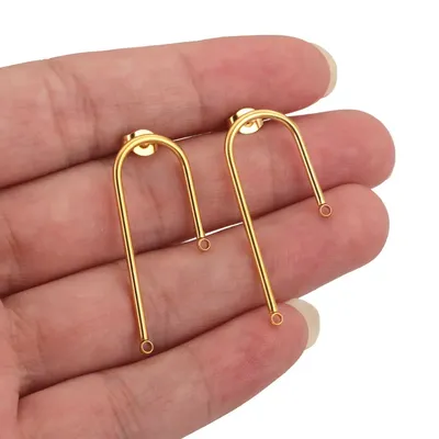 10pcs Stainless Steel Earrings Base Post For Jewelry Making Supplies DIY Ear Components Connectors