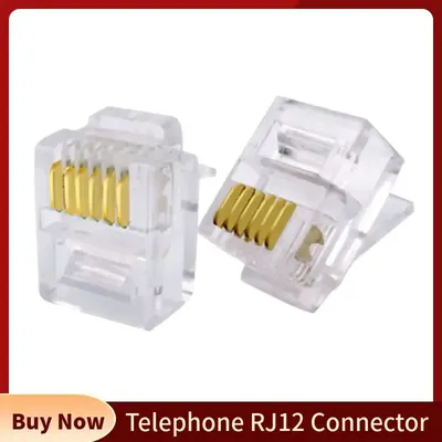 Wholesale RJ12 Connector 6P6C Modular Head Phone Cable Plug Gold Plated Crimp Network RJ 12