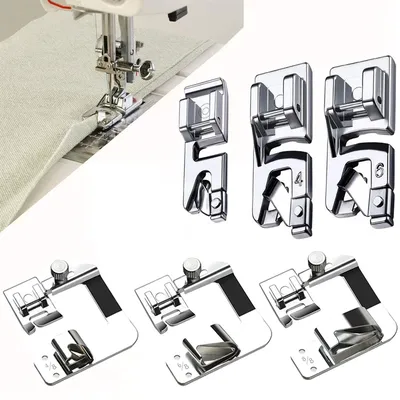 3Pcs Rolled Hem Sewing Machine Presser Foot Hemming Foot Kit For Singer Brother Janome Home Sewing