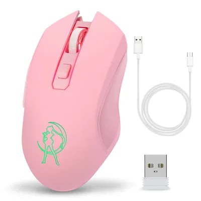 Rechargeable Wireless Mouse 6 Buttons 2.4G Wireless Mouse 2400 DPI Adjustable RGB Breathing Light