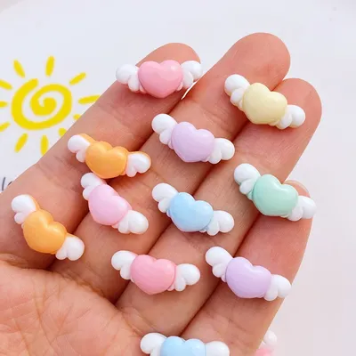20Pcs New Cute Resin 7*18mm Love Wings Flat Back Ornament Jewelry Making Manicure Hairwear