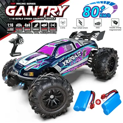 1:16 80km/h Brushless RC Drift Car With LED Lights 4WD Electric High Speed Racing Remote Control