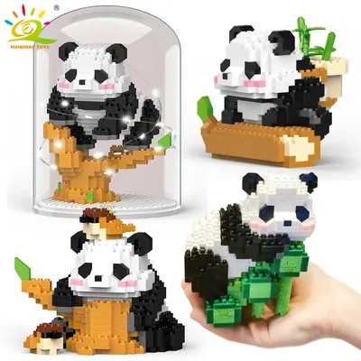 HUIQIBAO Mini Cute Panda Micro Building Blocks 3D Diamond Model Animals Bricks DIY City Construction