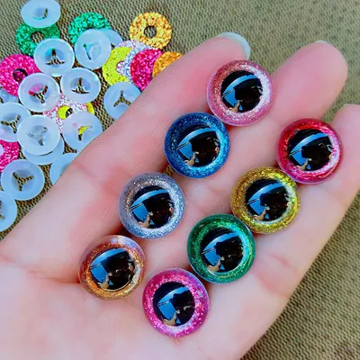20pcs 3D Plastic Glitter Safety Eyes For Crochet Toys Amigurumi Diy Mix Bulk Mixed Sizes Toy Doll